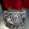 0.86ct Brilliant Diamond Gold Halo Bridal Set - 01US37